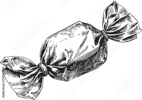 Wrapped candy sketch hand drawn style isolated on white background — stock vector