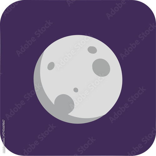 Realistic textured moon illustration with craters on deep purple background