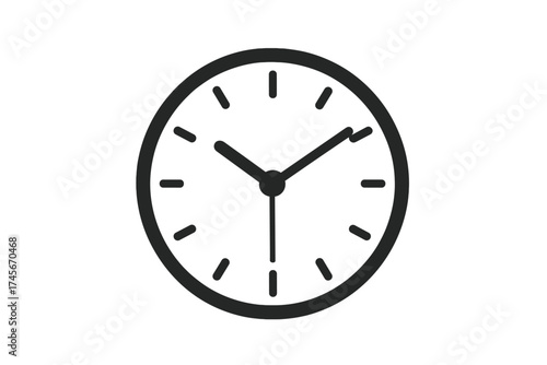 Clock icon, time symbol. Simple flat vector graphic for web design, logo, app, UI, UX. Minimalist wall watch pictogram for deadline, schedule, timer, time management.