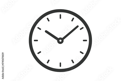 Clock icon in simple flat style. Time symbol for web, logo, app, and UI design. Watch pictogram. Timer, schedule, and deadline concept. Minimalist graphic vector illustration.