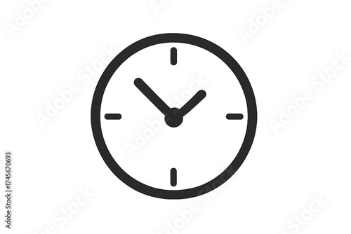 Clock icon, a simple symbol of time. Watch face pictogram for web, logo, app, and UI UX design. Minimalist flat vector graphic for timer, schedule, or deadline concept.