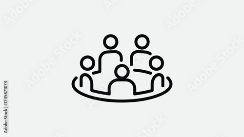 Group of people icon simple line art vector illustration representing teamwork and collaboration isolated on white background