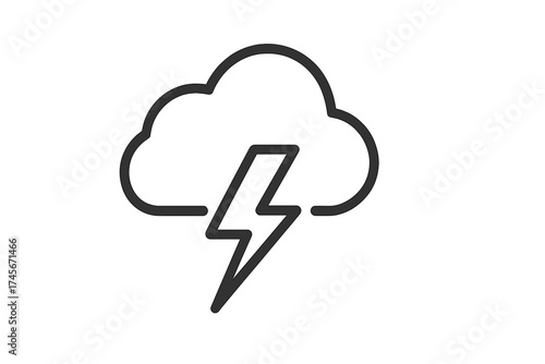 Thunderstorm line icon. Lightning bolt and cloud symbol. Weather forecast concept. Stormy weather graphic element for web, logo, app, and UI design. Vector illustration isolated.