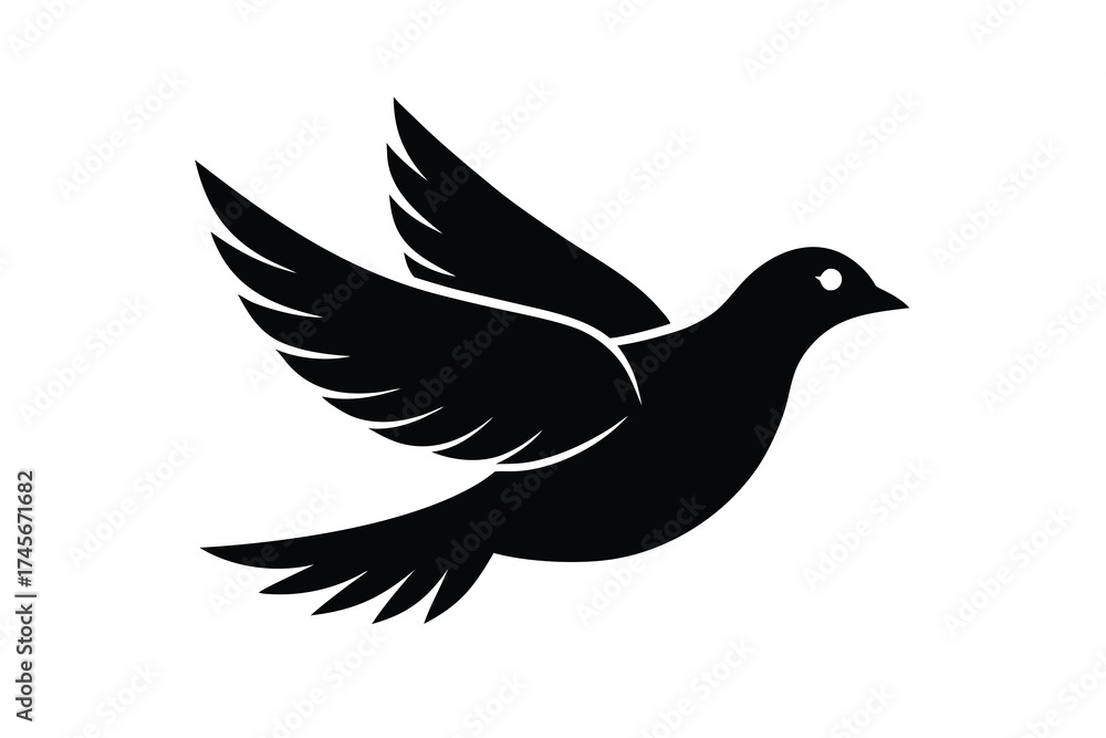 Obraz premium flying dove silhouette vector icon