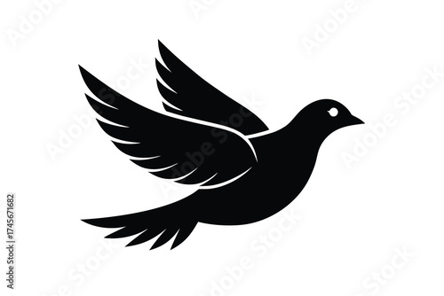 flying dove silhouette vector icon