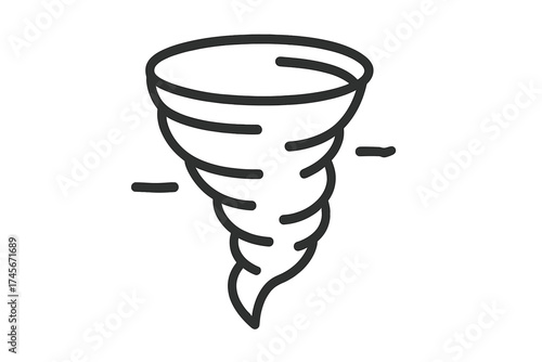 Tornado line icon. Weather symbol for storm, cyclone, or hurricane. Concept of natural disaster, danger, and meteorology. Whirlwind twister vector isolated on white background.