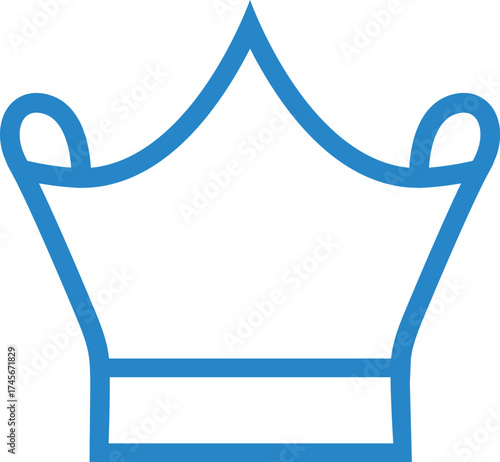 Blue crown outline with decorative elements, isolated on white background