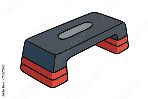 Step platform cartoon vector illustration. Aerobic step for fitness, workout and cardio exercise. Gym and sport equipment icon for a healthy lifestyle. Isolated on white background.