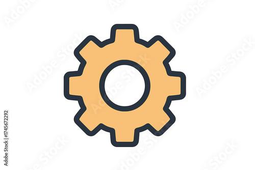 Set of gear icons, settings and configuration symbols with trendy filled line style for web, logo, app, UI design, isolated on white background, vector graphic collection