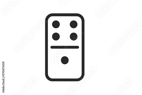 Domino icon flat style. Board game symbol. Vector illustration. Gambling, leisure, strategy concept. Dominoes tile game piece. Black and white pictogram isolated. Four, one.