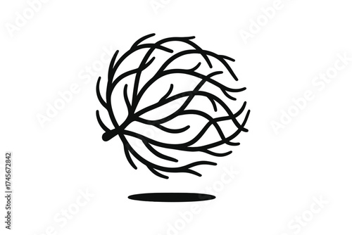 Psychology and mental health concept. Brain, neuron network, mind. Tangled chaos and order metaphor. Abstract icon for complexity, stress, problem solving, creative idea.