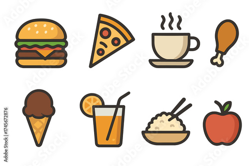 Horse racing flat icons set. Long shadow style vector symbols. Equestrian sport, gambling, and betting on racetrack. Jockey, finish line, trophy, horseshoe, winner concept.