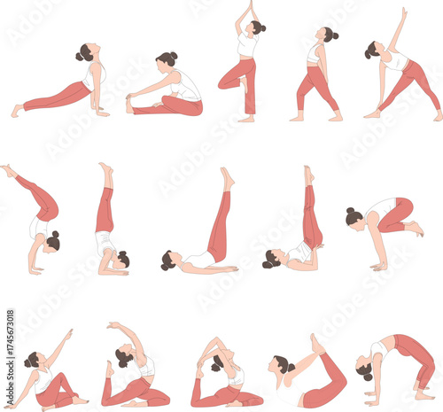 Colorful Yoga Pose – Meditation and Wellness Vector Illustration