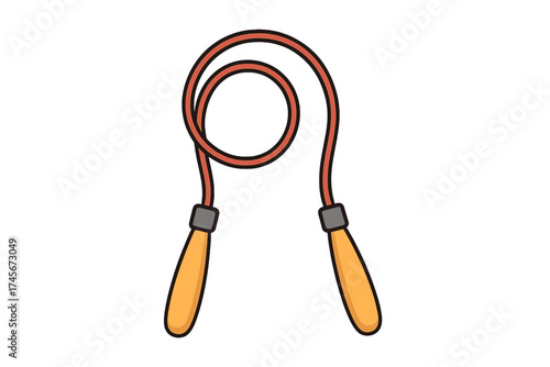 Jump rope icon in flat cartoon style. Skipping rope for fitness, exercise, cardio workout. Boxing training sport equipment. Healthy lifestyle concept. Vector illustration.
