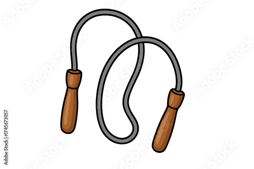 Jump rope icon in cartoon style for fitness. Skipping rope for cardio exercise and workout. Boxing sport equipment for training. Healthy lifestyle symbol vector illustration.