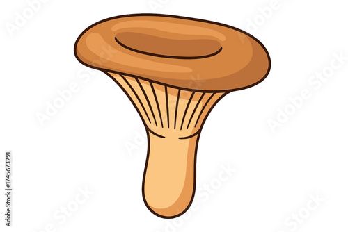 Milk mushroom cartoon icon, edible fungus vector illustration. Lactarius, natural organic food from the forest. Simple flat design symbol isolated on white background. Mycology.