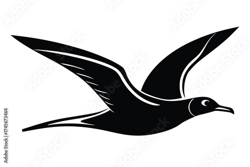 flying gull silhouette vector icon