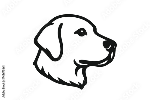 Golden Retriever head profile vector icon. Labrador dog face line art illustration. Simple black and white pet silhouette for logo design. Canine animal graphic for vet or pet shop.