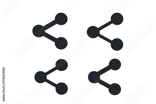 Share icon set. Connection symbol for web design, app, UI, UX. Social media share button. Concept of networking, communication, marketing, technology and linking. Vector.