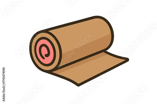 Textile roll icon, fabric bolt for tailoring, sewing, dressmaking. Craft material symbol for DIY. Vector illustration for haberdashery, quilting, apparel industry design element.