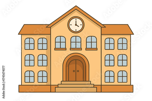 School building exterior vector icon. University or college facade. Education, learning concept. Cartoon illustration for back to school design. Public institution symbol.
