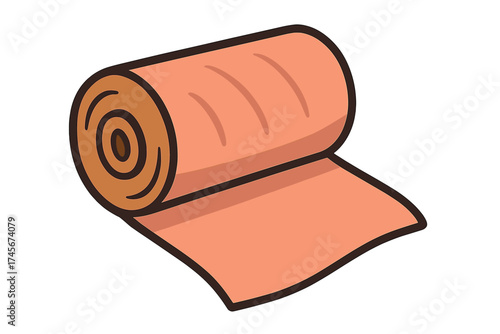 Textile roll of fabric, material for sewing and tailoring. Cartoon vector icon of a cloth bolt. Isolated symbol for haberdashery, fashion design, or upholstery projects.