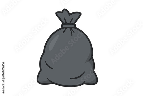 Trash bag flat icon. Garbage sack for waste disposal. Rubbish bin liner. Plastic bag for refuse. Ecology and environment pollution concept. Vector for web and mobile design.