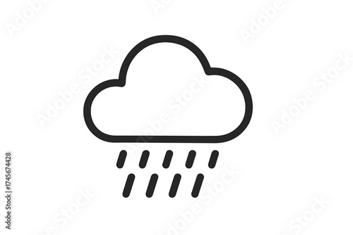 Rain icon. Weather symbol. Meteorology forecast. Cloud with raindrops. Drizzle, shower, storm concept. Minimalist flat line style. For web, logo, app, UI design. Vector.