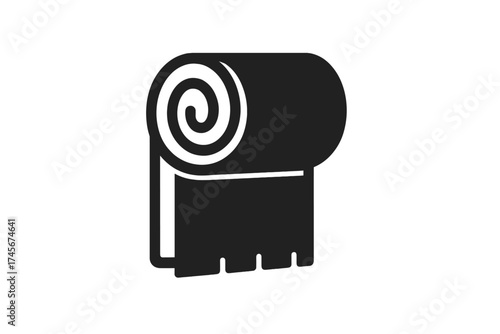 Textile roll icon. Fabric bolt symbol. Material for sewing or tailoring. Carpet, rug or yoga mat pictogram. Simple flat vector illustration for web and mobile design element.