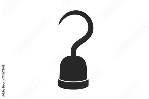 Pirate hook hand icon isolated. Black vector silhouette. Symbol of piracy, captain, corsair, buccaneer. Prosthetic arm. Marine adventure. Sea robber, filibuster, privateer.