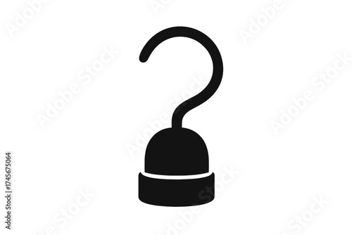 Pirate hook icon vector silhouette. Simple black graphic element for piracy, captain, or buccaneer theme. Hand prosthesis for a corsair. Adventure, sea, treasure concept.