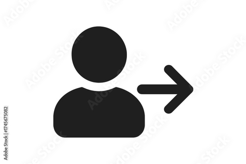User with right arrow icon. Login, logout, exit, or next symbol. Person profile sign for business. Flat vector for website design, logo, app, UI isolated on white.