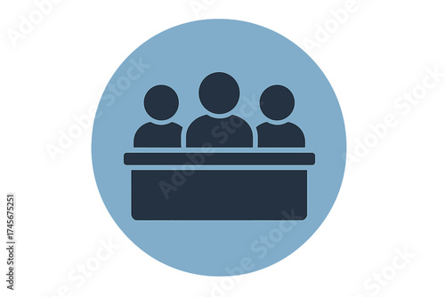 Jury icon with a group of people. Committee or panel of judges symbol. Vector illustration for law, court, business meeting, or conference. Board of directors concept.