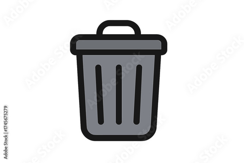 Trash bin icon, delete symbol, remove action, modern filled line style, vector illustration for web design, app UI, logo isolated on white background, digital waste management symbol