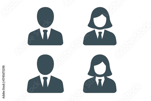 User icon set of business people silhouettes with trendy flat design style for web, logo, app, and UI, isolated on white background, vector illustration EPS 10