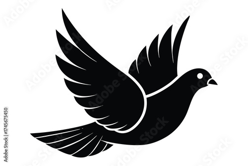 Wallpaper Mural flying pigeon silhouette vector icon Torontodigital.ca