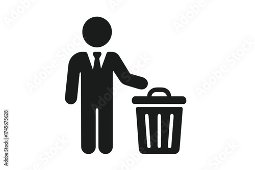 Business person icon with padlock symbol, professional user silhouette, flat style vector for web design, logo, app UI, security and privacy concept illustration