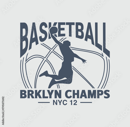 Basketball BRKLYN Champs NYC 12 sport typography, tee shirt graphics, vectors