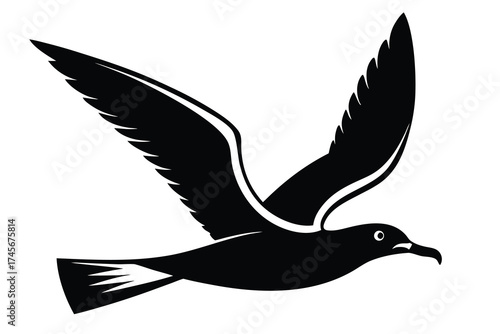 flying seagull silhouette vector icon