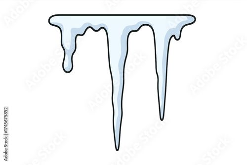Cartoon icicles vector set. Winter snow, cold frost concept. Frozen water, ice clipart. Seasonal design element for Christmas decoration. Dripping sharp icicle illustration.