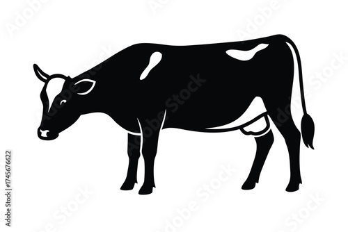 grazing cow silhouette vector icon