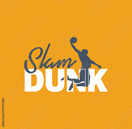 Slam Dunk Basketball sport typography, tee shirt graphics, vectors