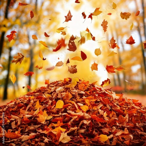 Tas de feuilles mortes qui s'envolent