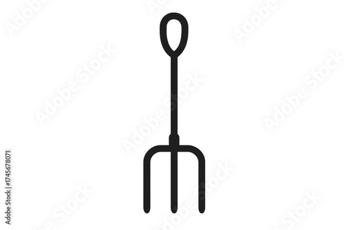 Pitchfork vector icon. Farm and garden tool illustration. Simple outline silhouette for agriculture, farming, and hay. Devil or satan trident concept. Graphic symbol design.