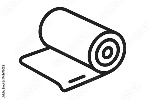Textile roll icon vector illustration, fabric bolt silhouette, clothing material concept, textile manufacturing symbol, fabric sheet roll isolated, seamless cloth design, web and mobile vector graphic