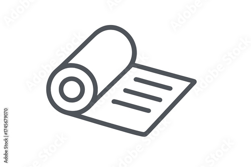 Textile roll icon vector illustration, fabric material roll with transparent background, textile industry concept, fabric sheet, cloth roll, web and mobile design element