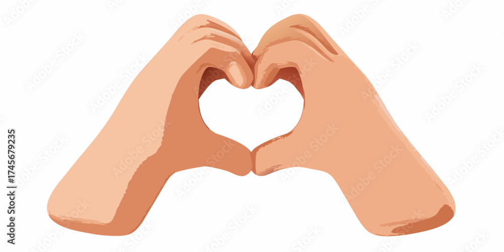 Fototapeta premium Two hands forming a heart shape against a white background symbolizing love and connection