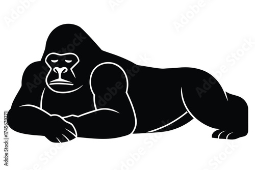 resting gorilla silhouette vector icon