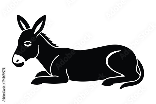 resting donkey silhouette vector icon
