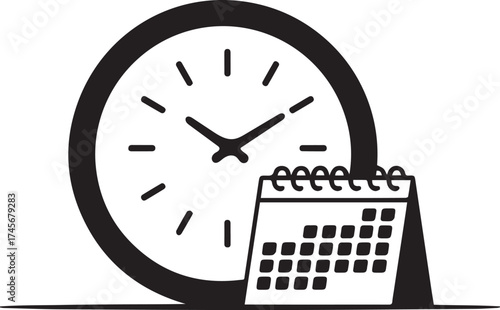 Time management and scheduling concept symbolizing clock and calendar meeting for efficient planning and organization in business or personal life vector